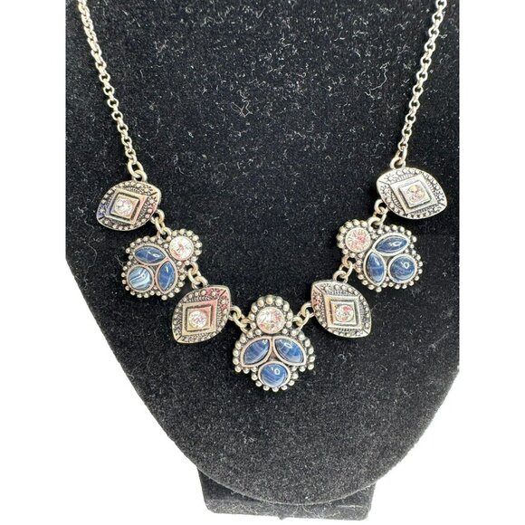 New York & Company Bib Necklace Statement Jewelry Silver Tone Fashion Costume - Picture 2 of 4